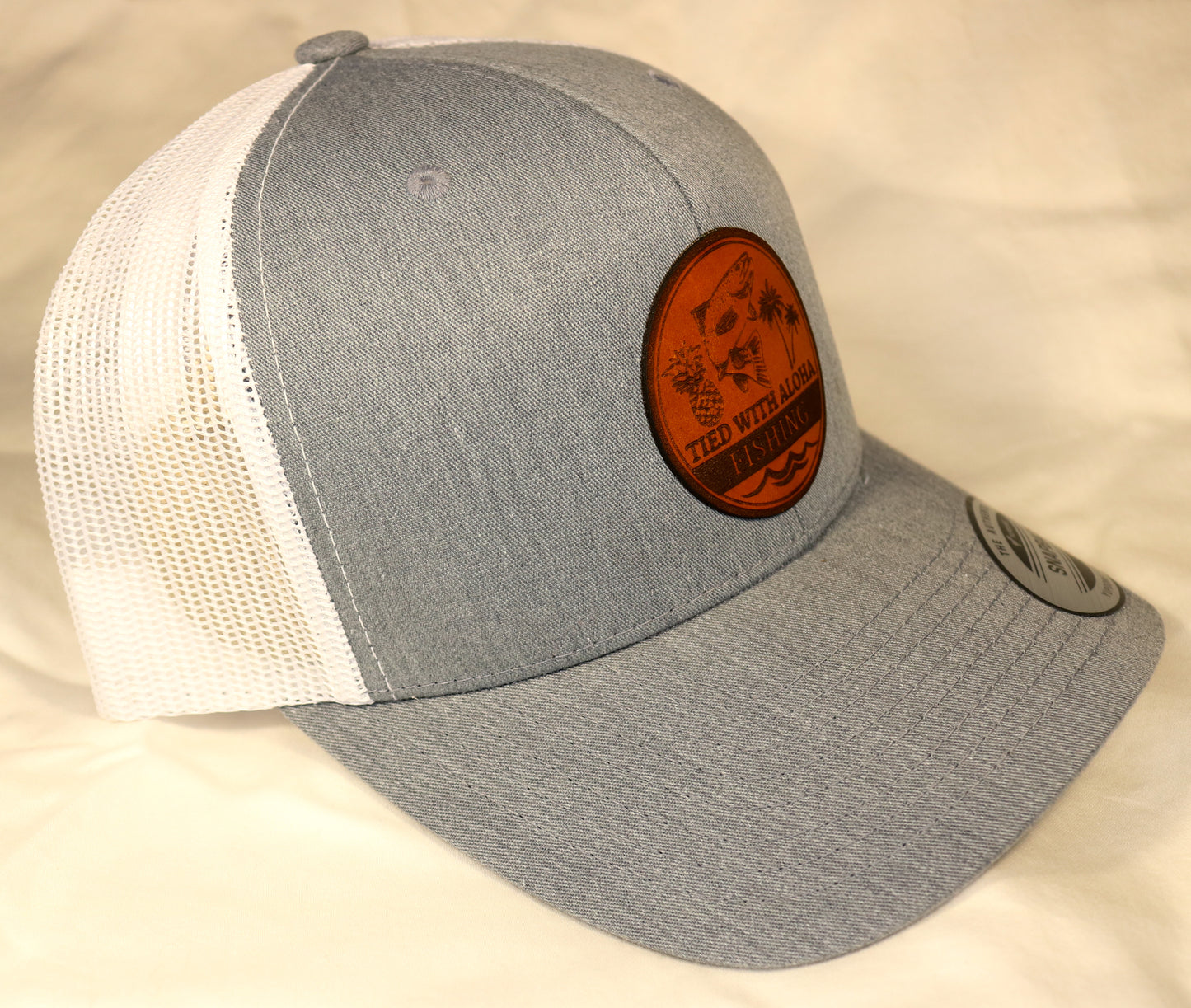 Tied with Aloha Custom Leather Patch Trucker Hats