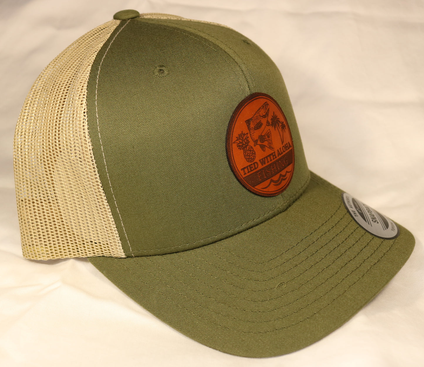 Tied with Aloha Custom Leather Patch Trucker Hats