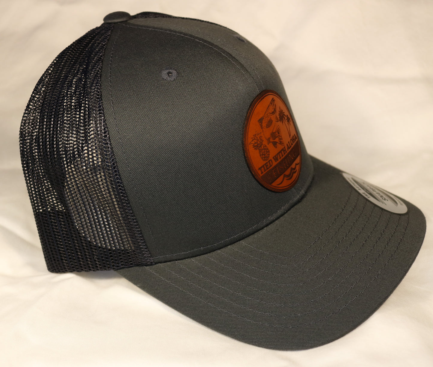 Tied with Aloha Custom Leather Patch Trucker Hats