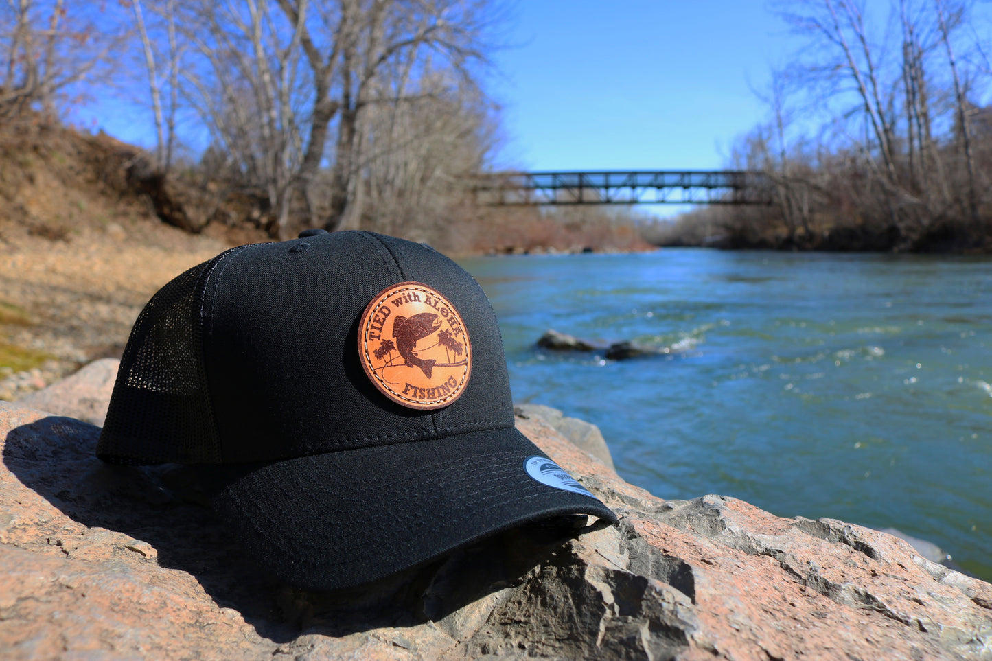 Tied with Aloha Leather Patch Trucker Hats