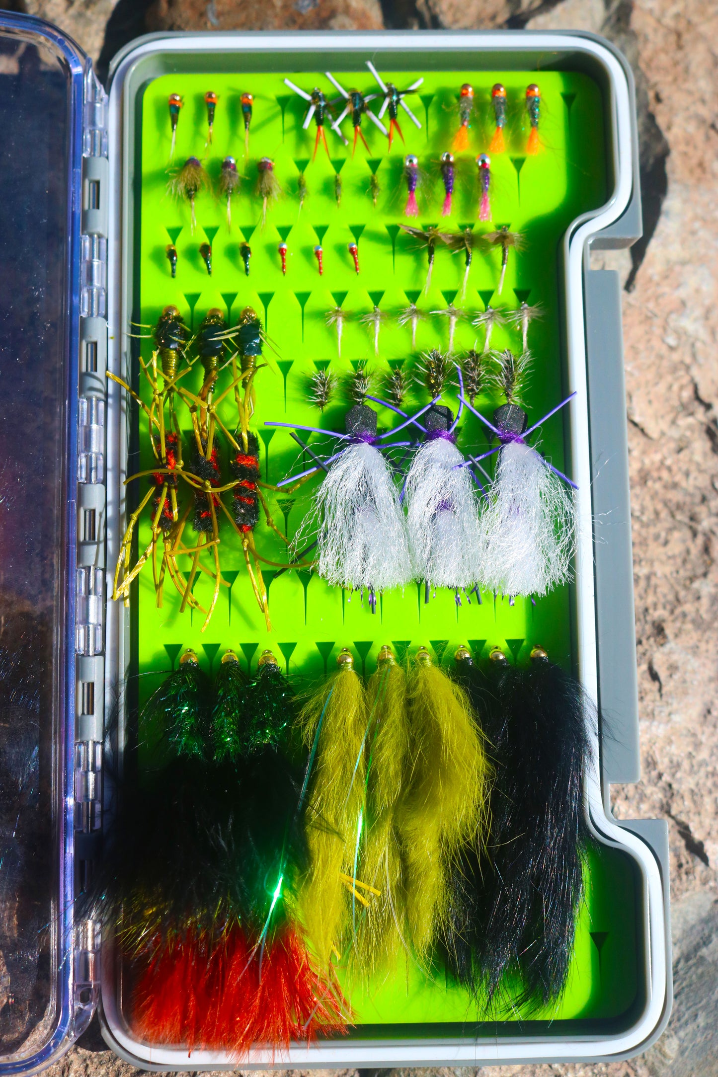 60 Summer Flies and Silicone Fly box