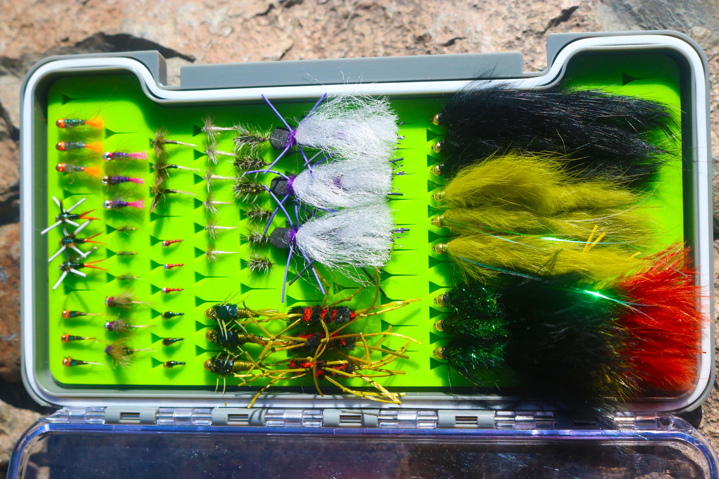 60 Summer Flies and Silicone Fly box