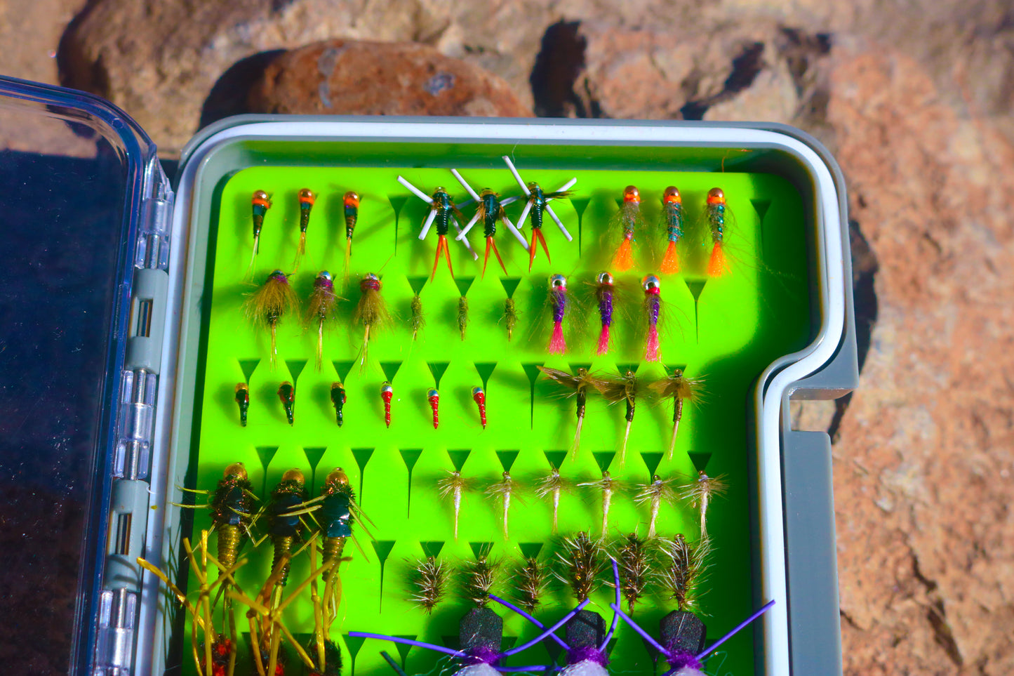 60 Summer Flies and Silicone Fly box