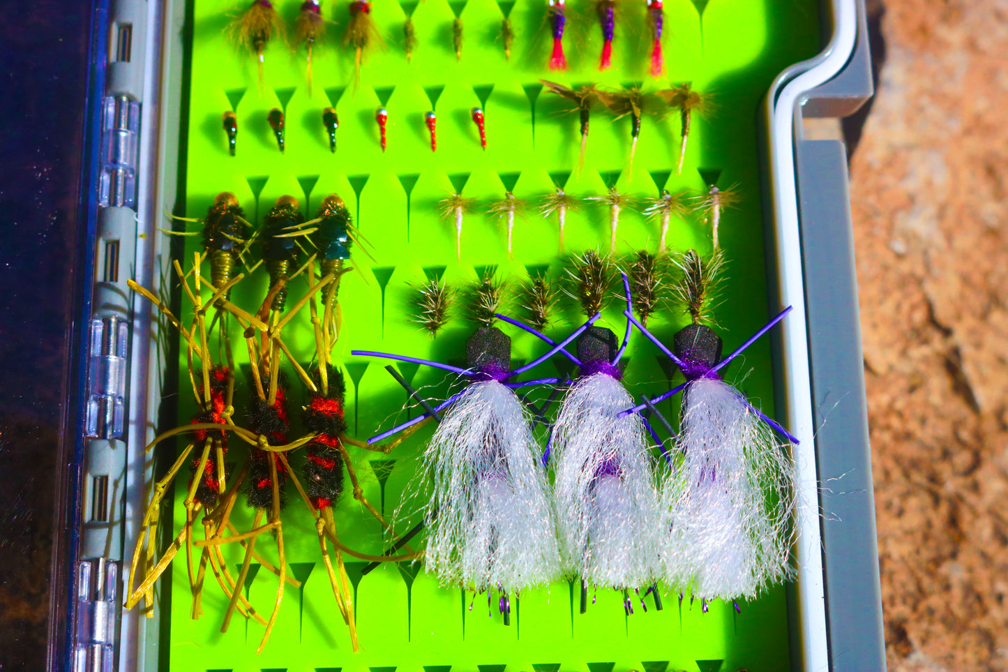 60 Summer Flies and Silicone Fly box